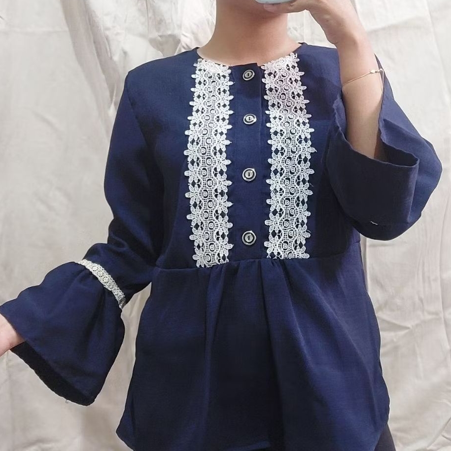 preloved blouse renda navy