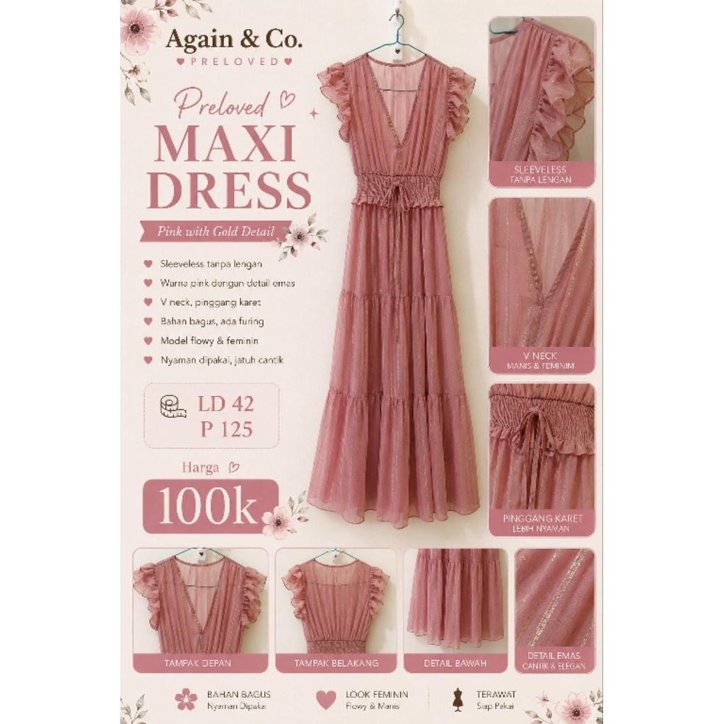 Maxi Dress Pesta Premium Glossy Feminim Pastel Pink Pastel