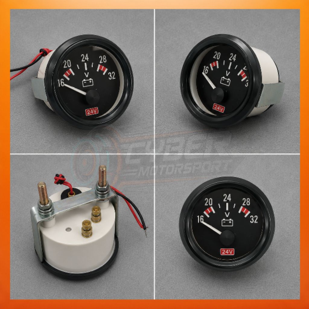 Volt meter analog 24 volt . indikator voltase aki 24v . gauge volt