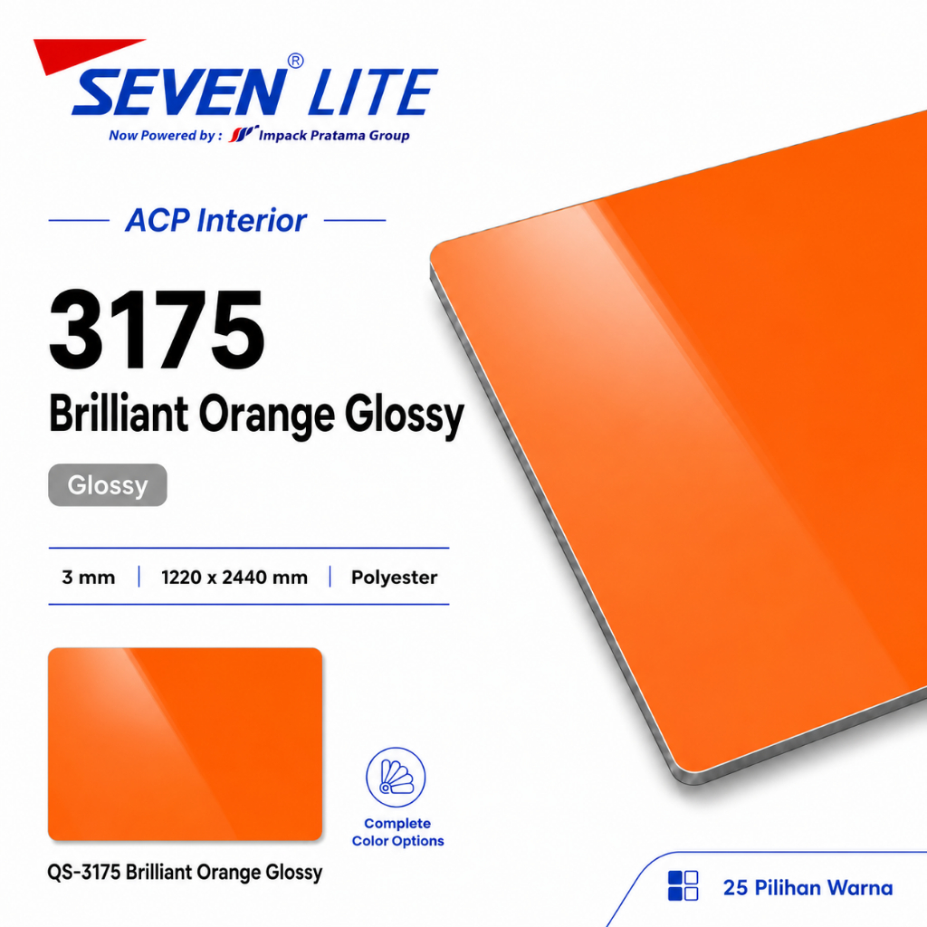 Seven Lite ACP Panel Aluminium 3mm PE 0.05 Komposit Interior 1220x2440 -  Glossy Series
