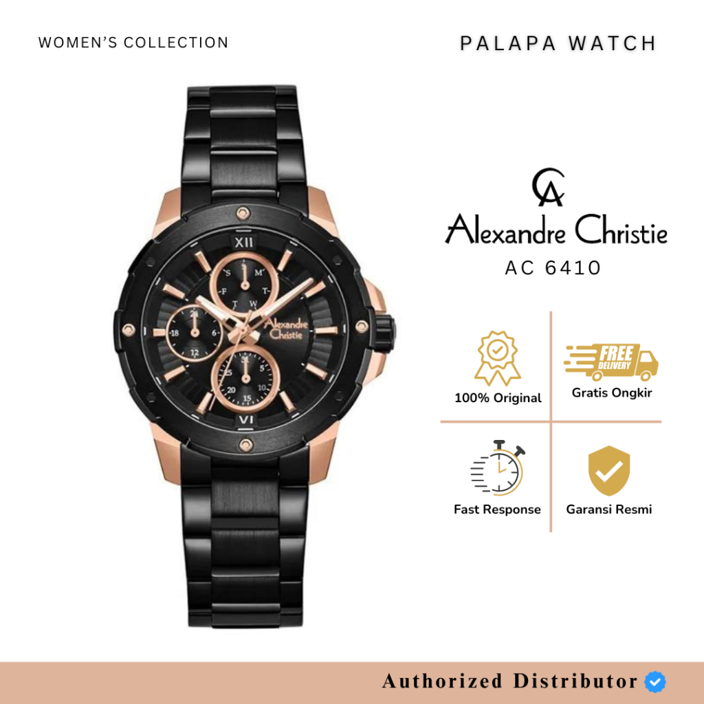 Jam Tangan Wanita Alexandre Christie AC 6410 / ac6410 / 6410 Rantai Original