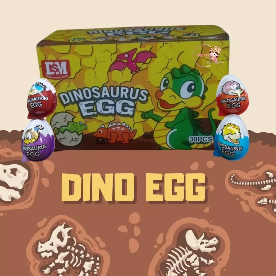 DINOSAURUS EGG BOX KUNING ISI 30 PCS