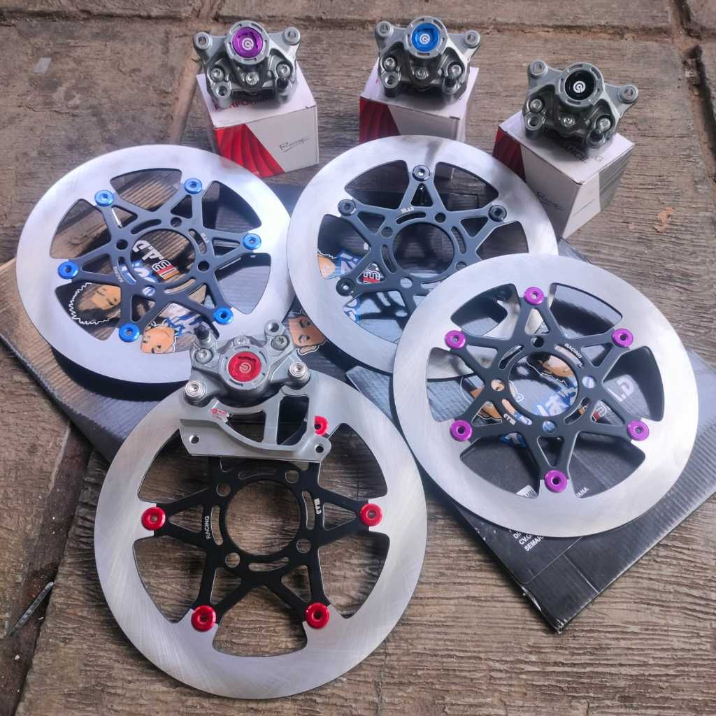 PAKETAN 5IN1 DISC SUNSTAR MODEL BINTANG DATAR PLUS KALIPER GREY COIN PLUS BREKET BEAT 260MM PLUS SEL