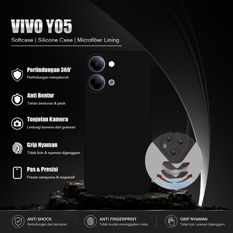 Softcase Hitam Polos For VIVO Y05 - Softcase Handphone - Casing Hape - Casing Ponsel - Case Aestheti