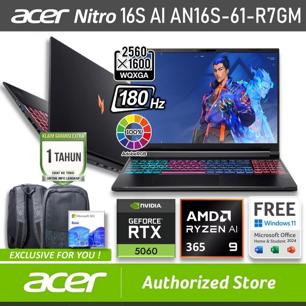 ACER Nitro 16S AI AN16S-61-R7GM RTX5060 8GB AMD Ryzen AI 9 365 16/512GB SSD Windows 11 OHS M365B 16"