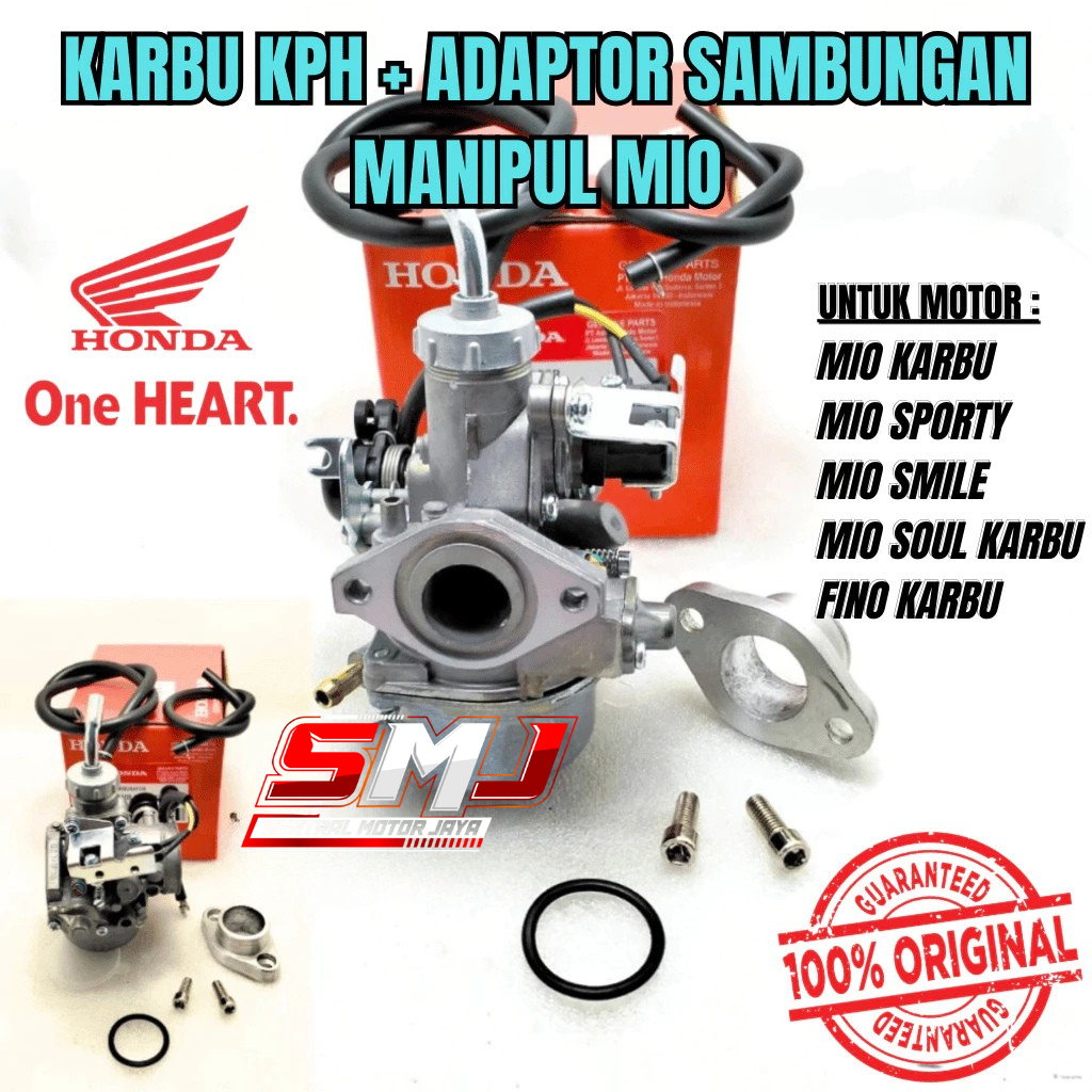 ORIGINAL KARBURATOR KPH KARISMA/SUPRA X 125 + ADAPTOR SAMBUNGAN MANIPUL MIO UNTUK MIO KARBU, MIO SMI