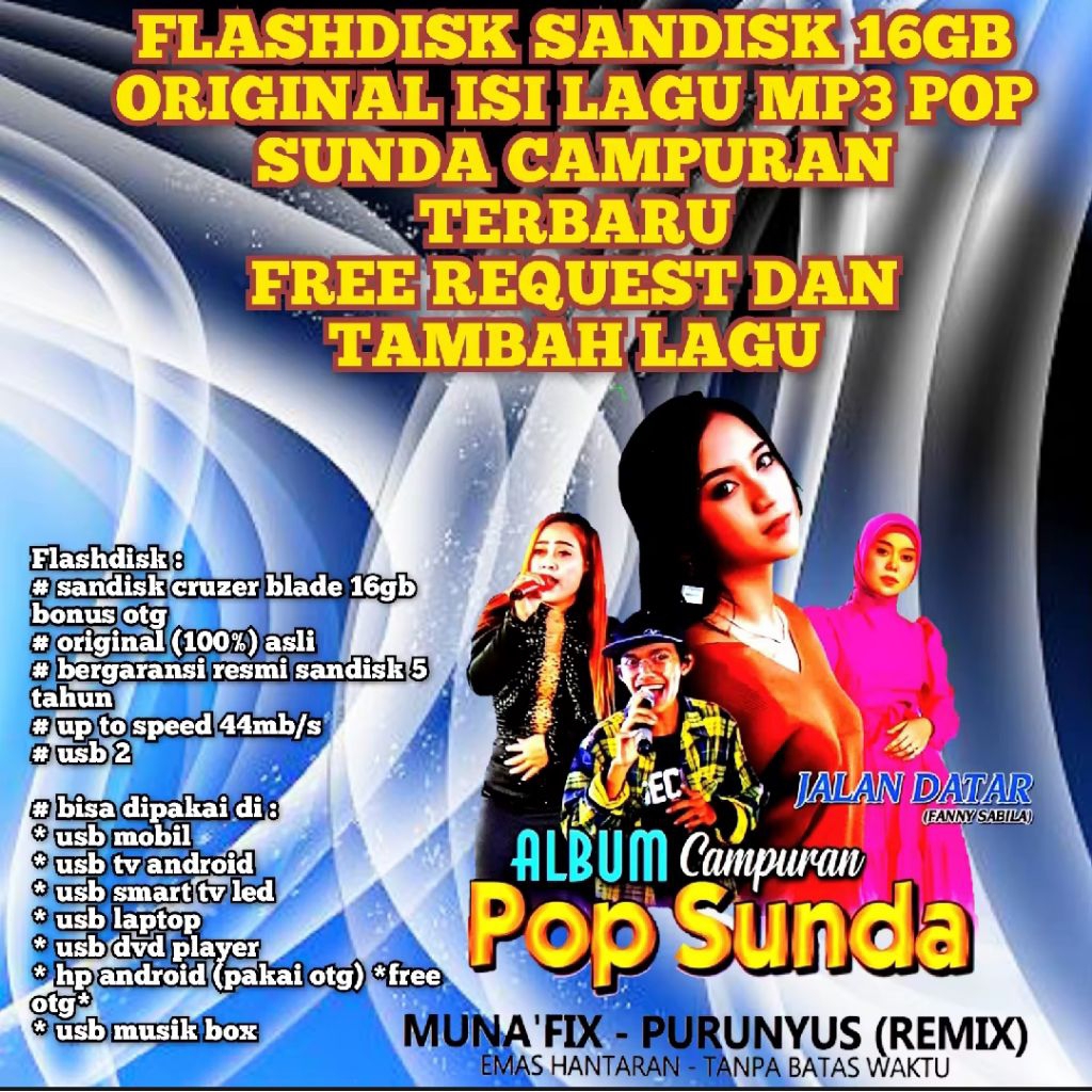 flashdisk Lagu Sunda  Full 16gb - Usb Flashdisk Isi Lagu  Pop Sunda- Usb Flashdisk isi mp3 lagu