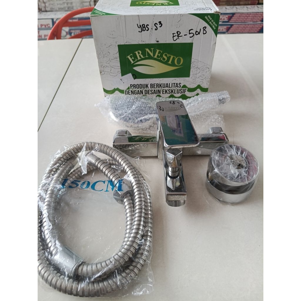 hand shower,kran panas dingin, selang fleksibel ernesto