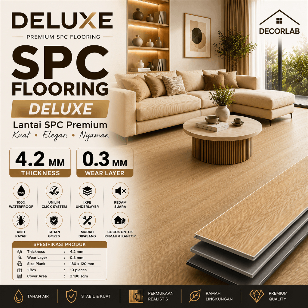 DELUX SPC Flooring - SPC Flooring - SPC Lantai - SPC Click - Lantai Kayu