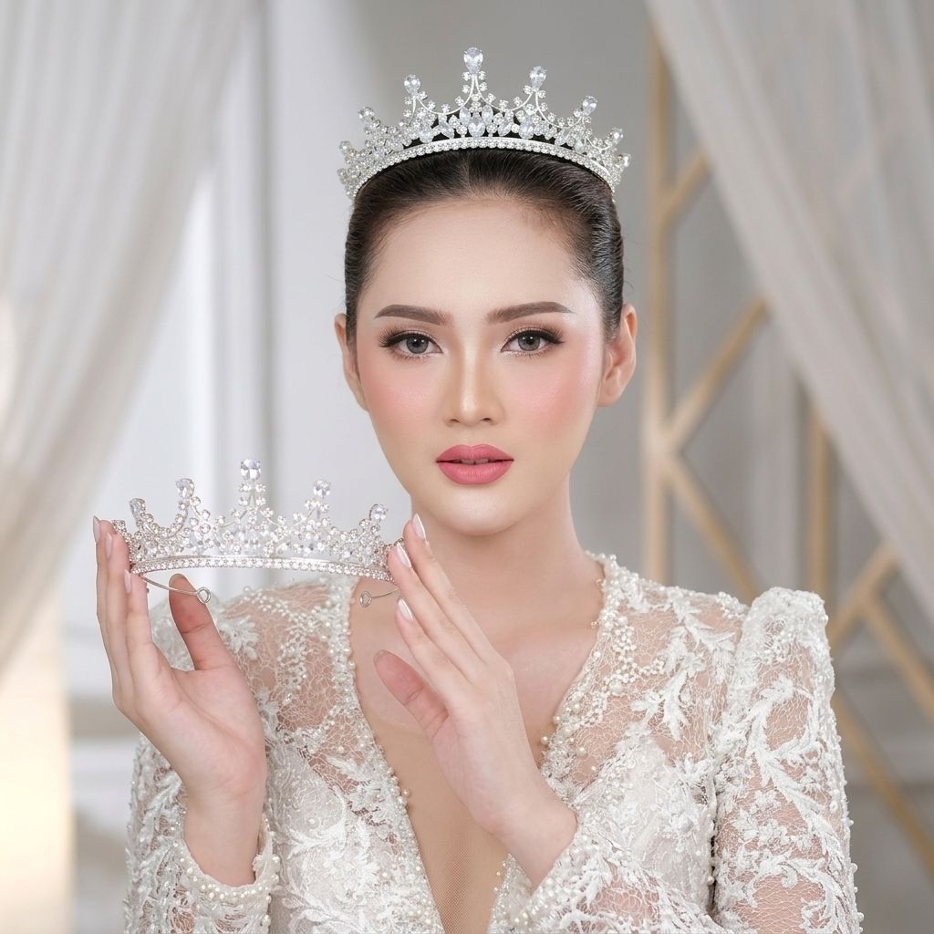 mahkota zircon Crown Korean Style Wedding Dress Bride Jewelry Wedding Style All-match Crown