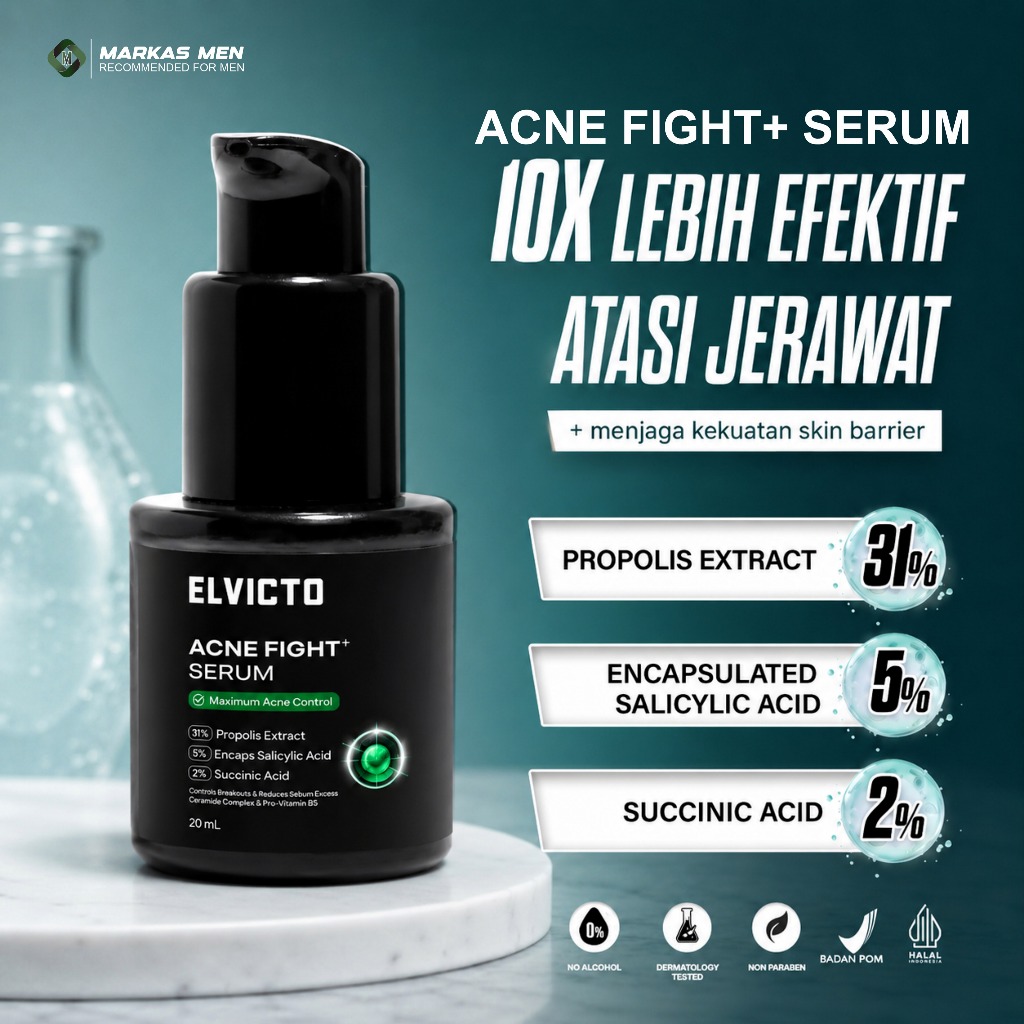 ELVICTO ACNE FIGHT+ SERUM 20ml | Serum Anti Jerawat Serum Pereda Jerawat Serum Wajah Pria Serum Jera