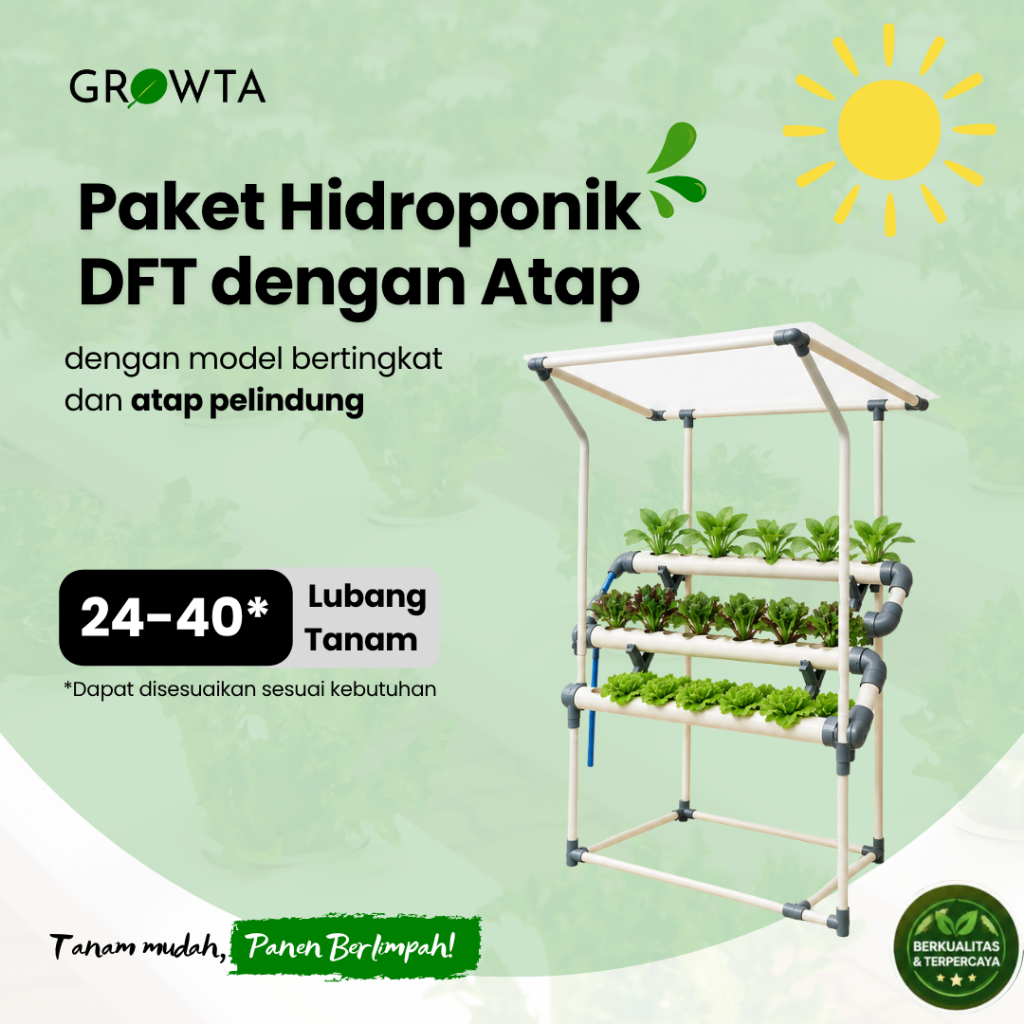Growta - Paket Instalasi Hidroponik DFT dengan Atap