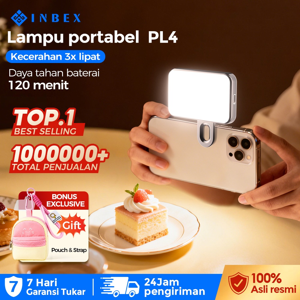 INBEX PL4 PRO  3 Warna Mini Lighting Selfie Lampu Portable LED Light untuk Selfie, dan Fotografi USB