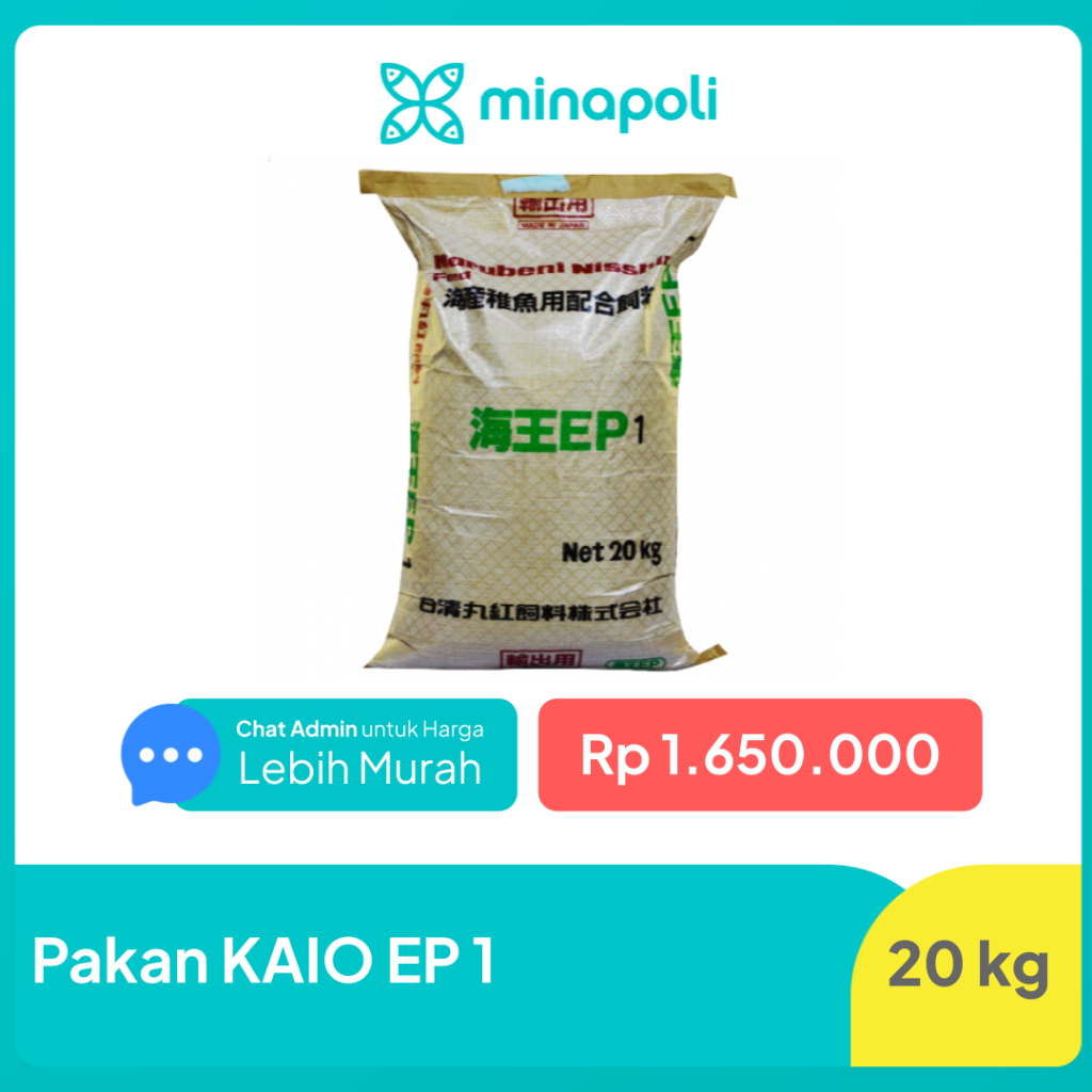Pakan Ikan KAIO EP 1 Protein Tinggi untuk Kerapu Kakap Bawal dan Ikan Hias Laut Kemasan 20 kg