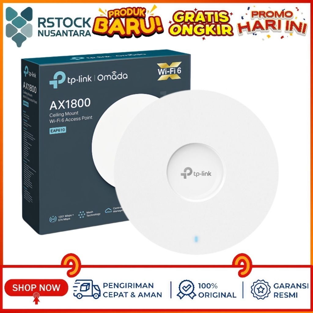 TP-Link EAP610 PoE+ Omada AX1800 Wi-Fi 6 Cloud Ceiling Mount Dual Band Gigabit Access Point