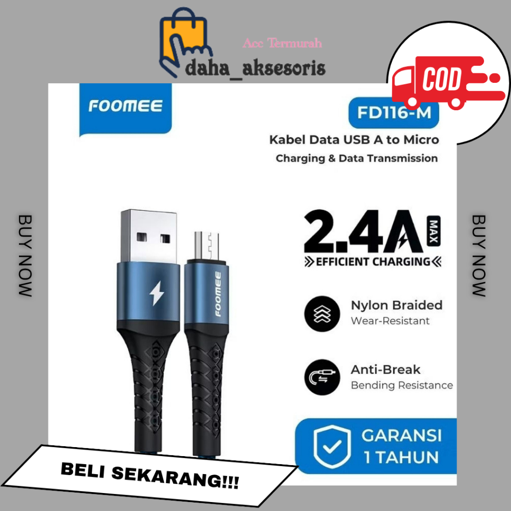 Kabel Data Foomee FD116 MICRO FAST CHARGING 1Meter - FD116 USB Micro