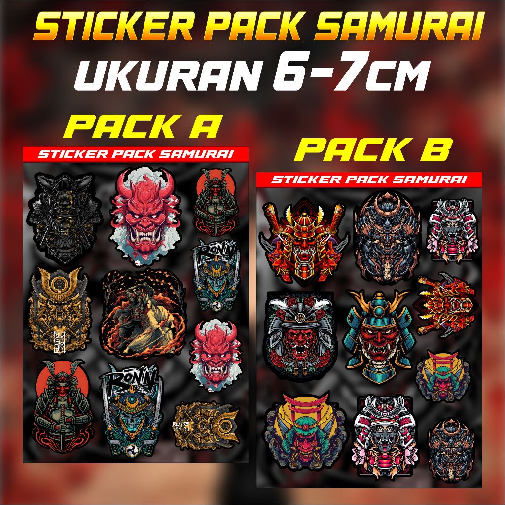 Stiker Pack Samurai Jepang - Stiker Samurai Isi Banyak - samurai jepang