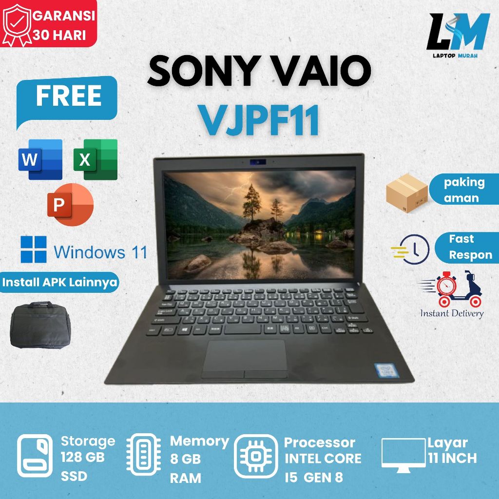 Sony Vaio VJPF11 intel core i5 gen 8 ram 8 ssd 128 gb siap pakai bergaransi
