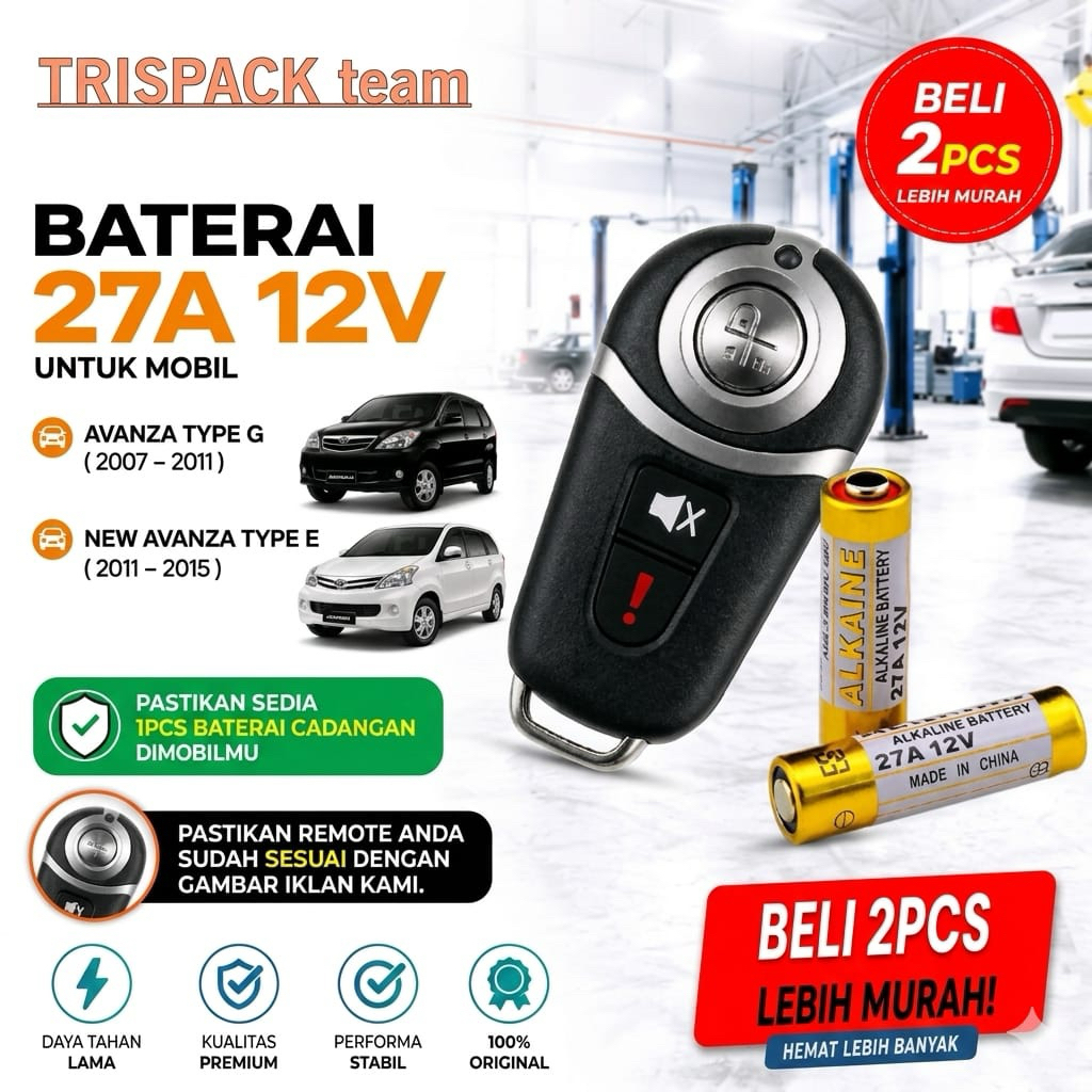Baterai Remot Kunci Mobil 27A MN27 12 Volt Untuk AVANZA TYPE G 2007-2011 AVANZA TYPE E 2011-2015 Ber