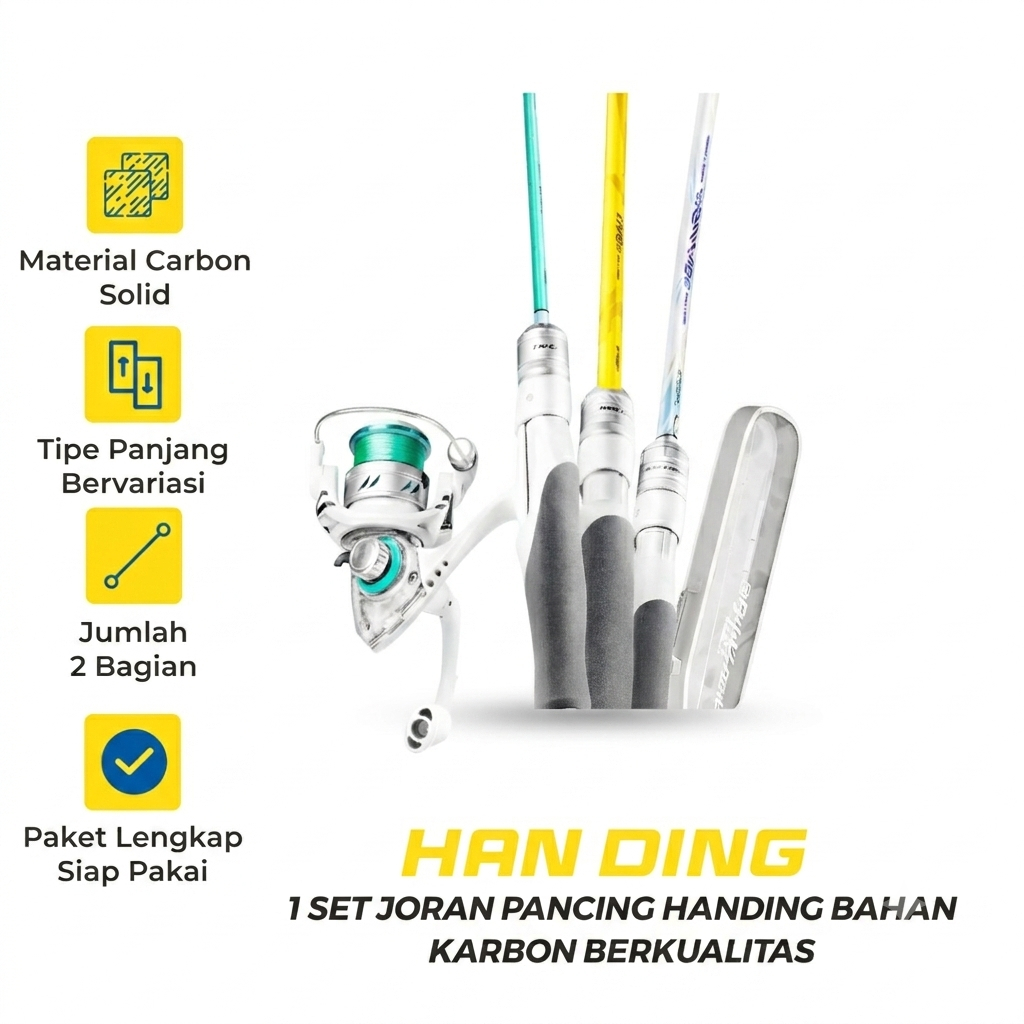 Set Joran Pancing Han Ding 1 Set Siap Pakai 1.4M Ultra Light UL / 1.68M UL / 1.83M ML / 2.13M ML / 2