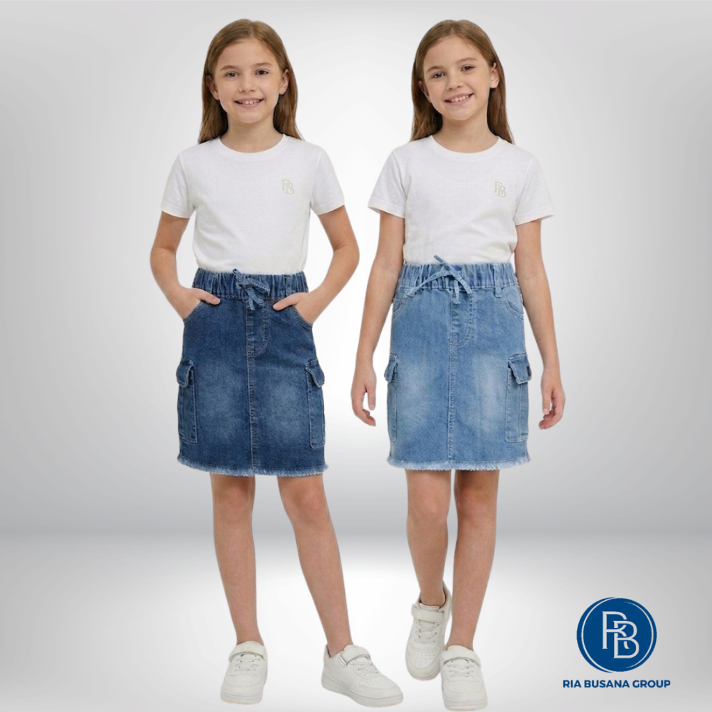 Ria Busana - Meily - Rok Jeans Cargo Selutut Anak Perempuan Art. MRJC00202BBN