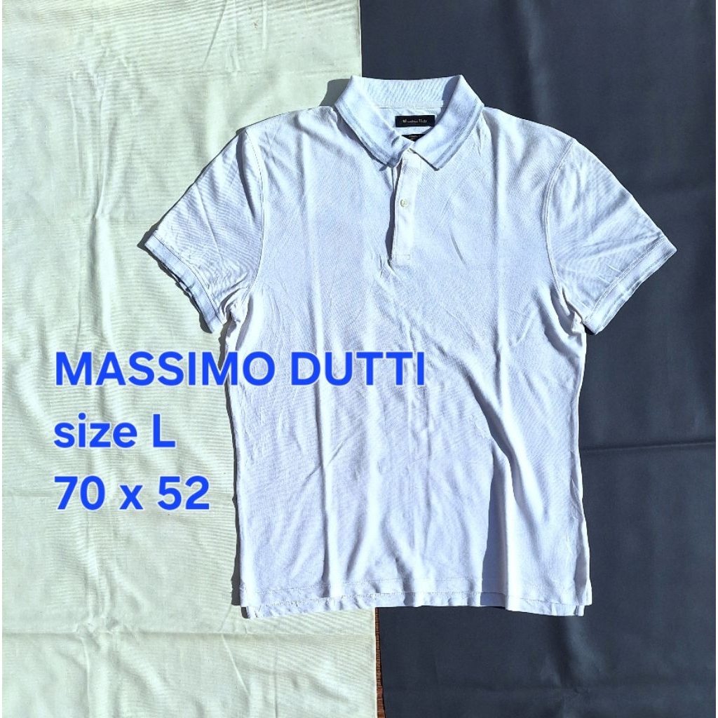 Baju Kaos Kerah MASSIMO DUTTI Polo Shirt Putih Polos