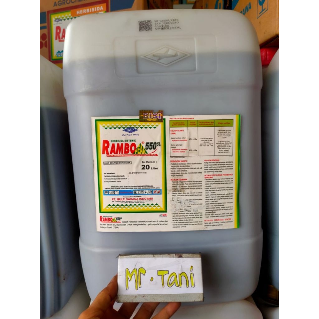 Herbisida RAMBO peak 550 Sl kemasan 20 liter / racun rumput glifosat