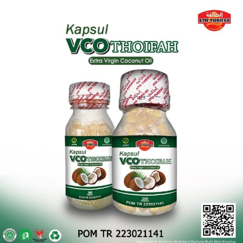 KAPSUL VCO THOIFAH Herbal Obat Sakit Jantung dan Kolesterol - Ath Thoifah BPOM Halal 100 kapsul, 200