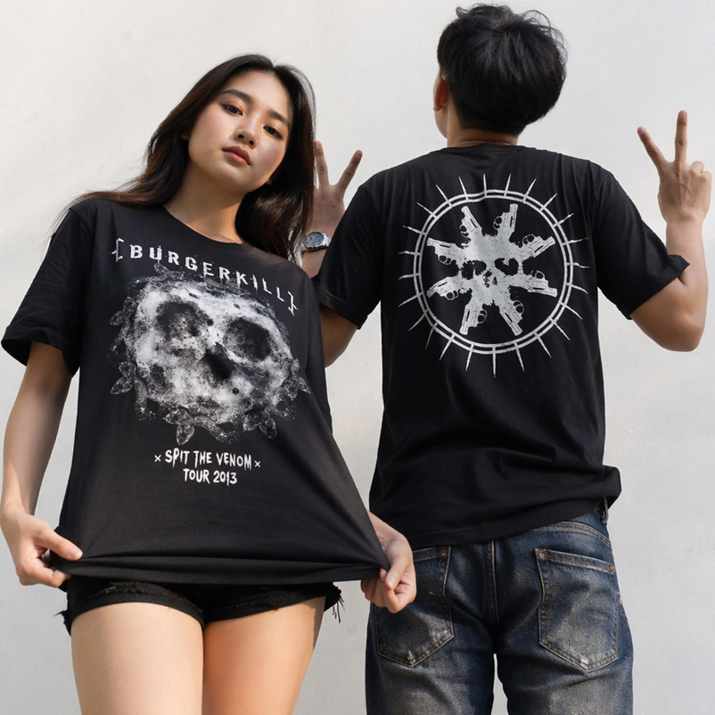 Kaos Burgerkill Spit The Venom Tour TSHIRT 100% COTTON ||| Kaos Casual Bahan Katun Kombed 30s ||| Re