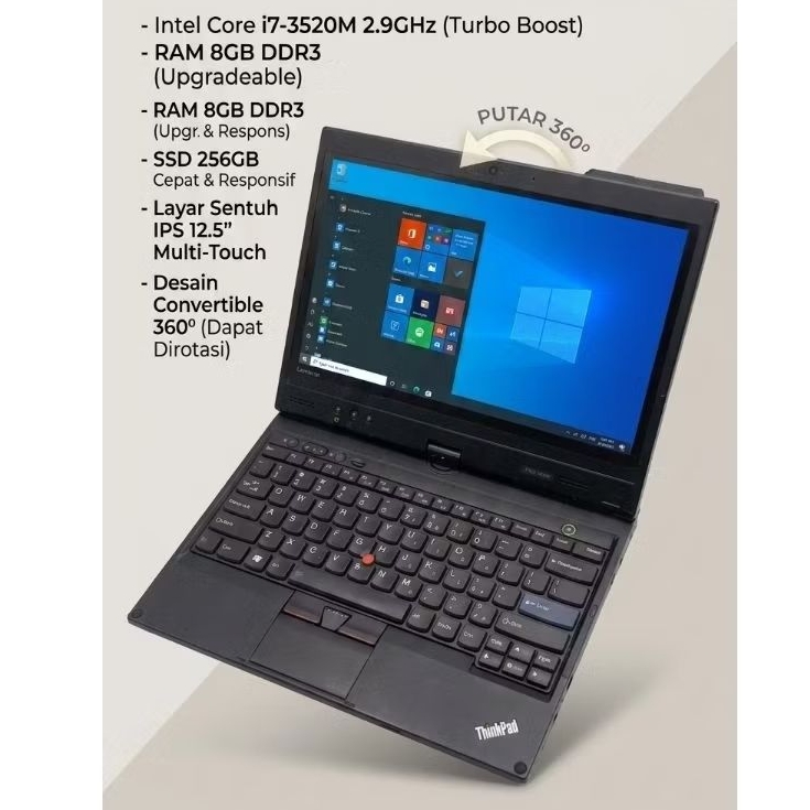 Laptop Murah I7 RAM 8GB SSD 256GB Lenovo Thinkpad x230 Tablet