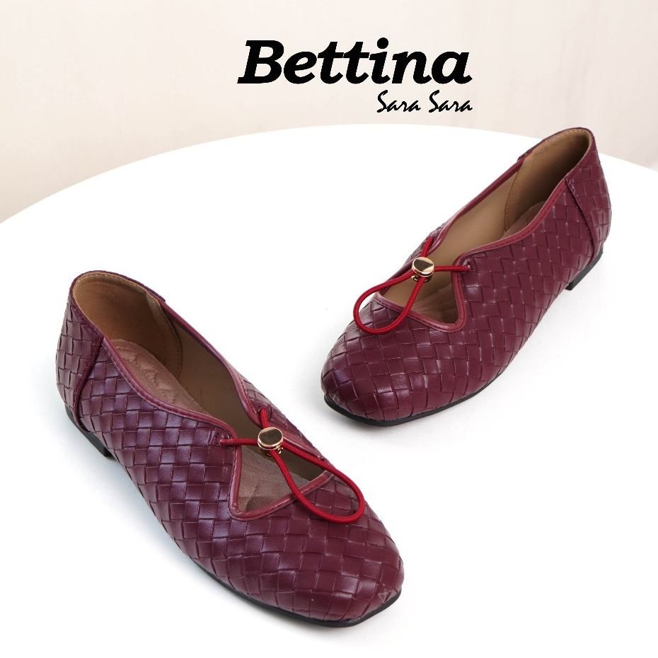 Sara Sara BETTINA (36-41) Sepatu Teplek Flat shoes Empuk Nyaman (Black, Gold, Silver, Maroon, Cream,