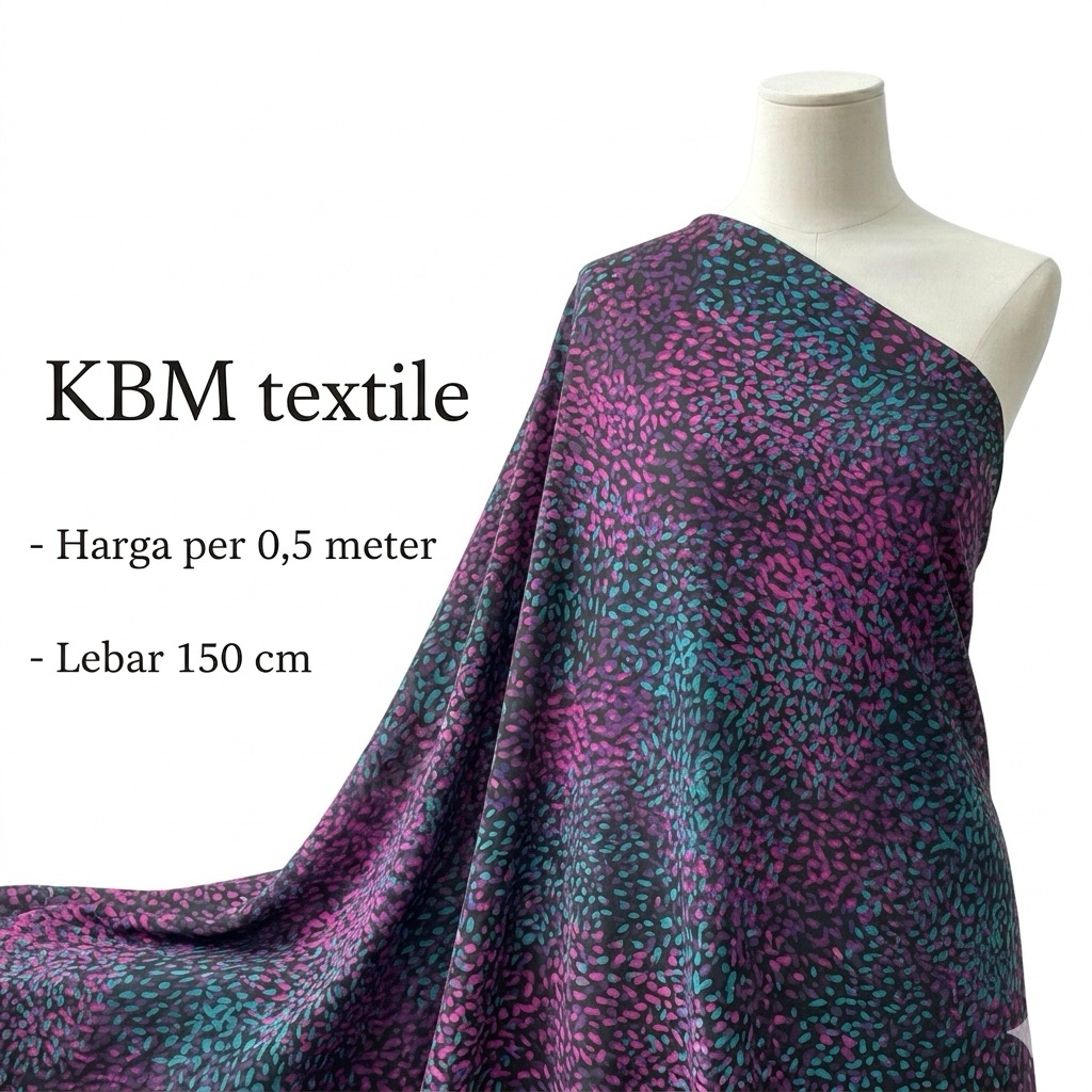 Kain Bahan Satin Silk Motif Abstrak Dotted Colorful Premium - Bahan Silk Lux Mewah Glowing Untuk Dre