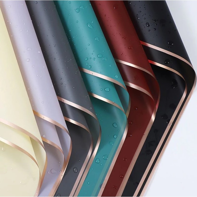 Flower Wrapping, Kertas Buket Bunga Cellophane,  Wrapping Paper Varian List Gold,  Florist