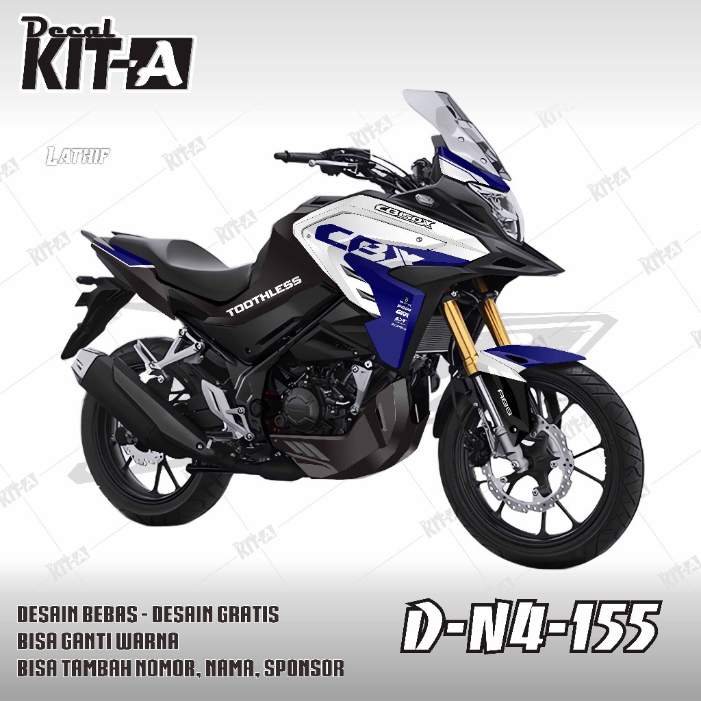 Decal cb150x sticker striping stiker honda cb 150x motif Hitam Biru D-N4-155
