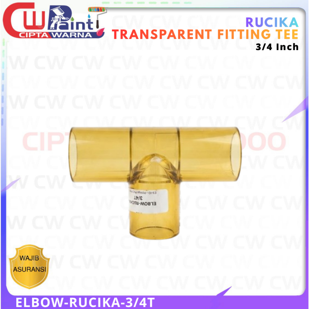 Rucika Fitting PVC Transparan Tee Elbow Aw pipa bening air 3/4" Inch - CWTT