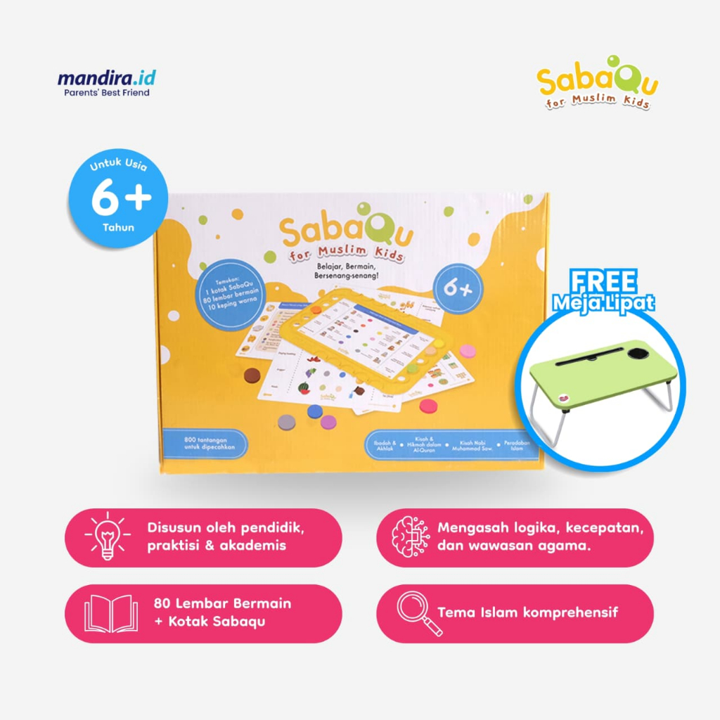Mandira - Permainan Anak - Sabaqu For Muslim Kids Full Set Free Meja Lipat