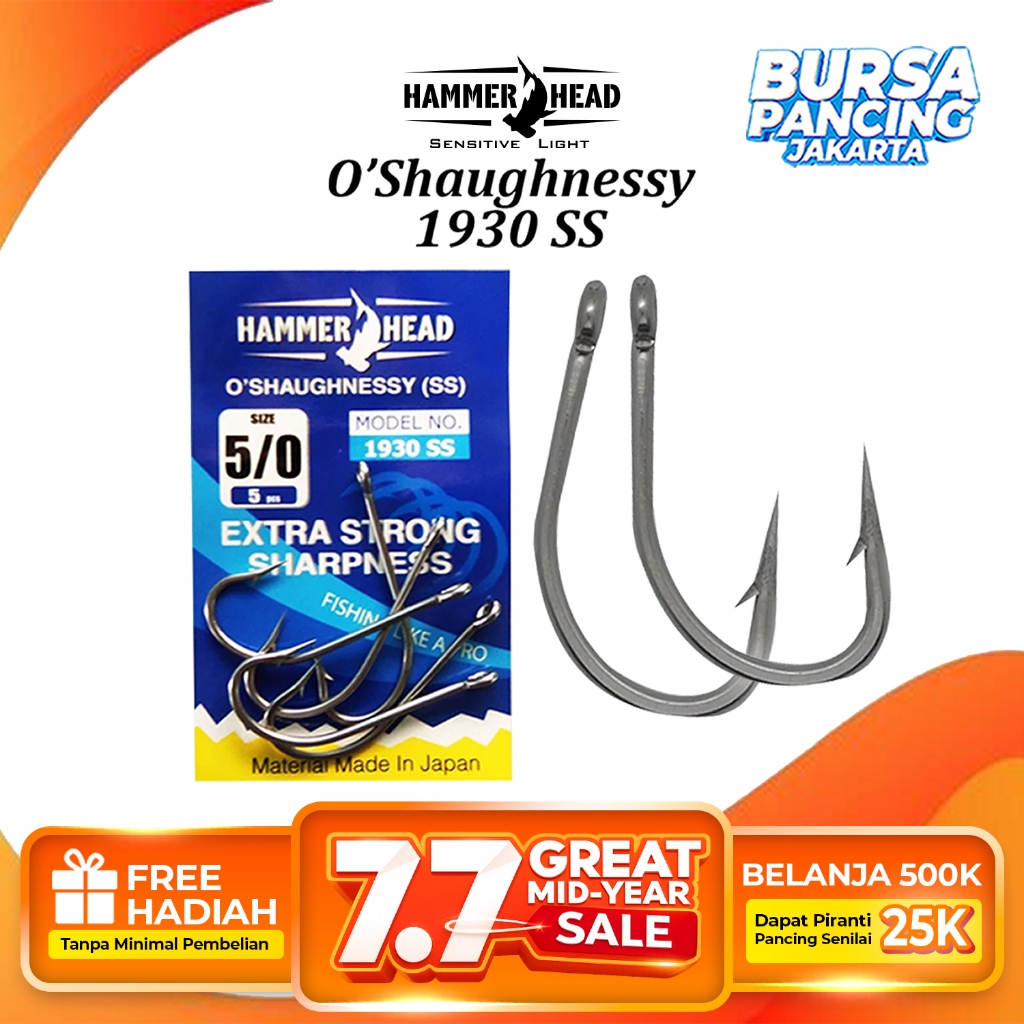 HAMMER HEAD Kail Pancing O'SHAUGNESSY 1930SS Japan Quality Stainless Steel Kail Pancing Laut