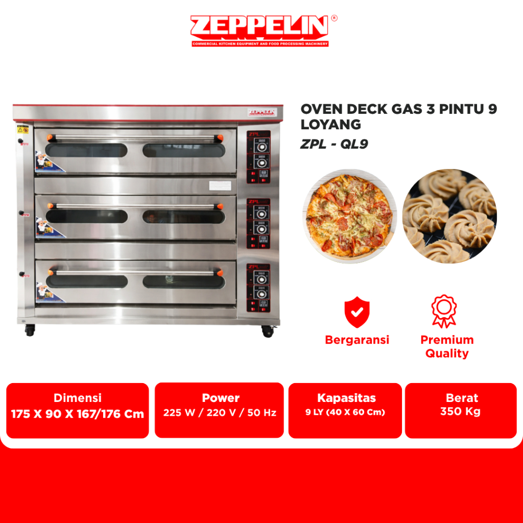 Zeppelin Oven Deck Gas 3 Pintu 9 Loyang