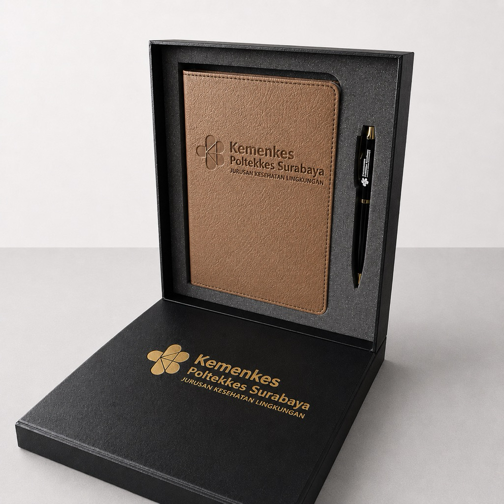 Gift Set Premium Custom Notebook Cork & Pen Set Corporate Gift Souvenir Perusahaan Eksklusif