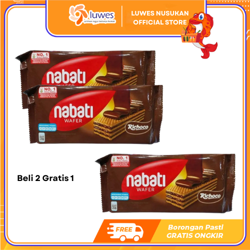 (Beli 2 Gratis 1) Nabati Wafer 110gr Rasa Coklat/Strawberry/Keju/Goguma/White