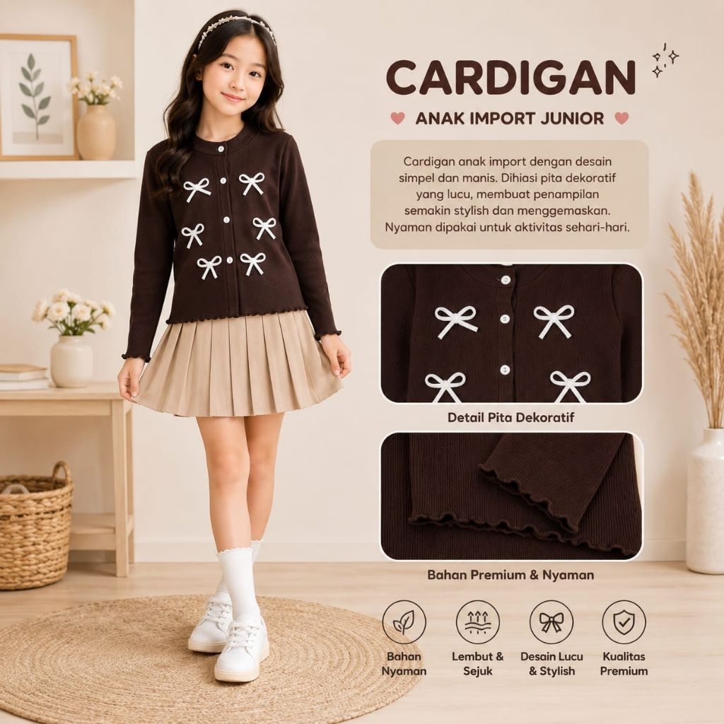 KAOS ANAK CEWEK KINYCURLY LENGAN PD & CARDIGAN ANAK IMPORT