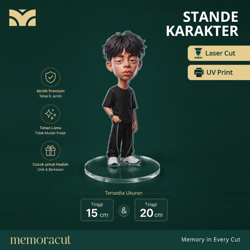 Standee Custom Chibi Anime Wajah Sendiri Kpop Karakter Anime Favorit — Memoracut Laser Cut UV Print 