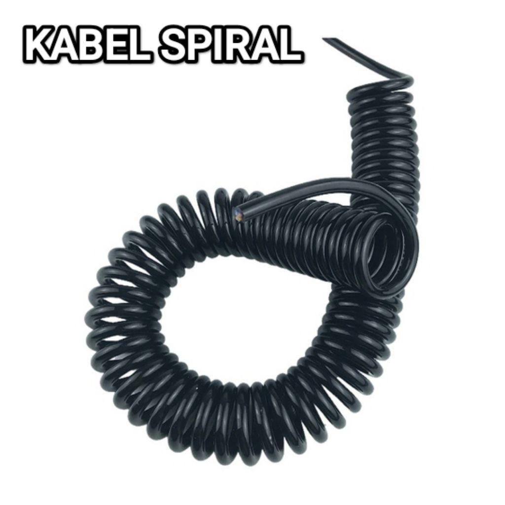 kabel spiral/spiral cable 2×1, 5mm (6 meter) selang recoil untuk arus listrik