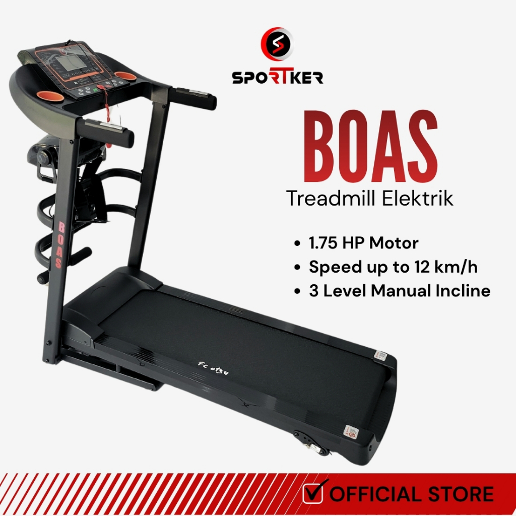 [SPORTKER] Treadmill Elektrik Boas Alat Olahraga Lari | Alat Olahraga | Alat Fitness | Treadmill Ele