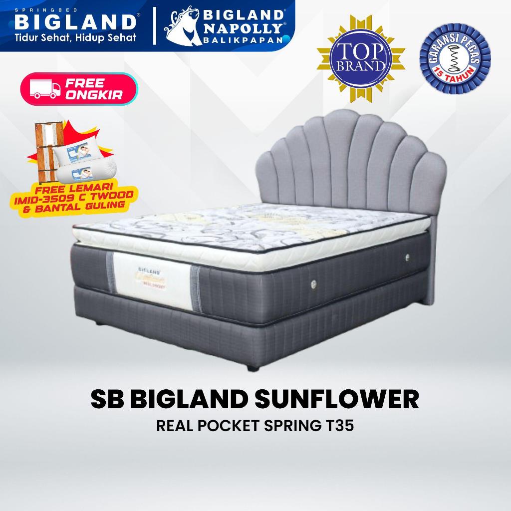 BIGLAND REAL POCKET SPRING T-35 SUNFLOWER Springbed Pillowtop Tebal 35 cm Kasur 1 Set Busa Furniture