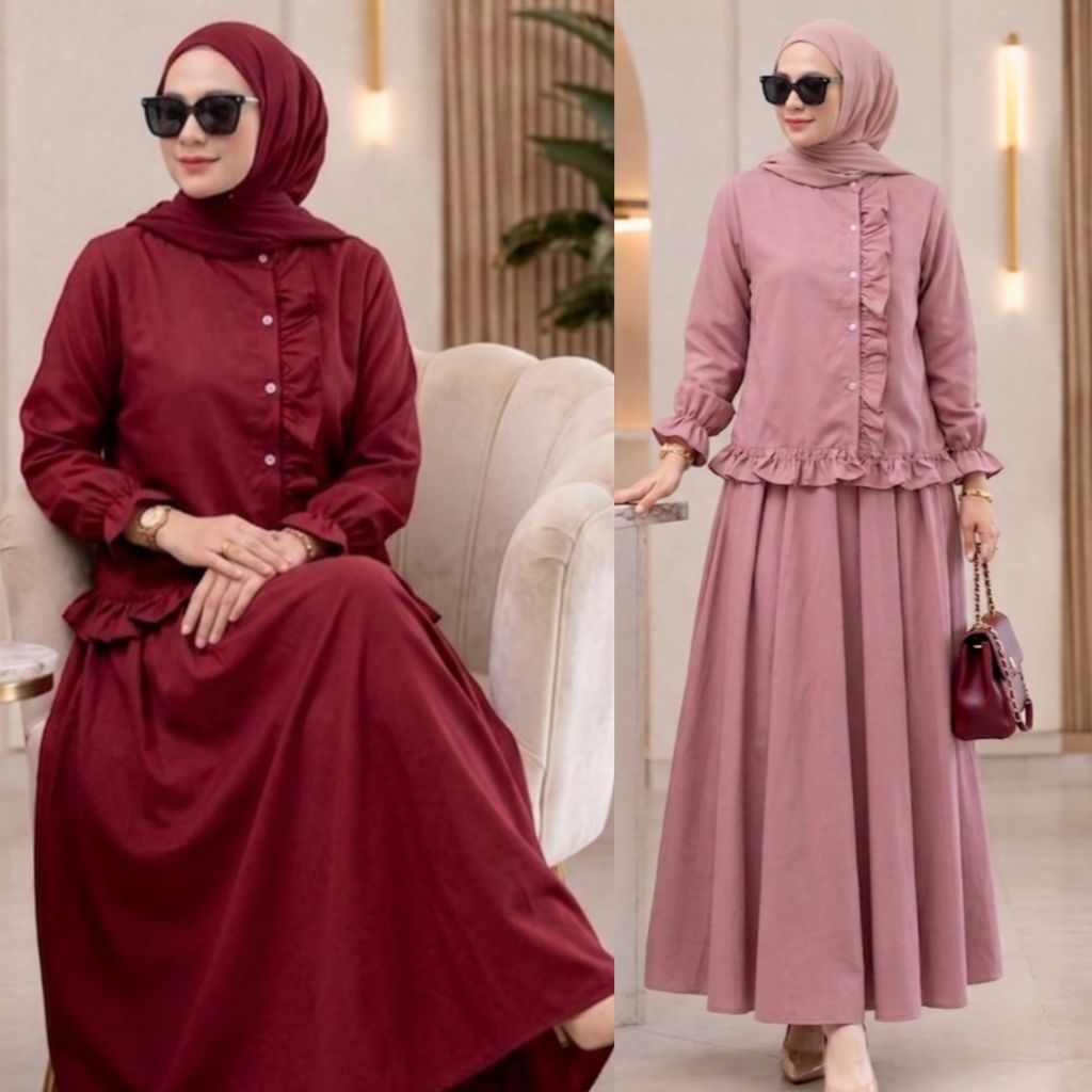 Setelan Wanita Ruffle Top | one set