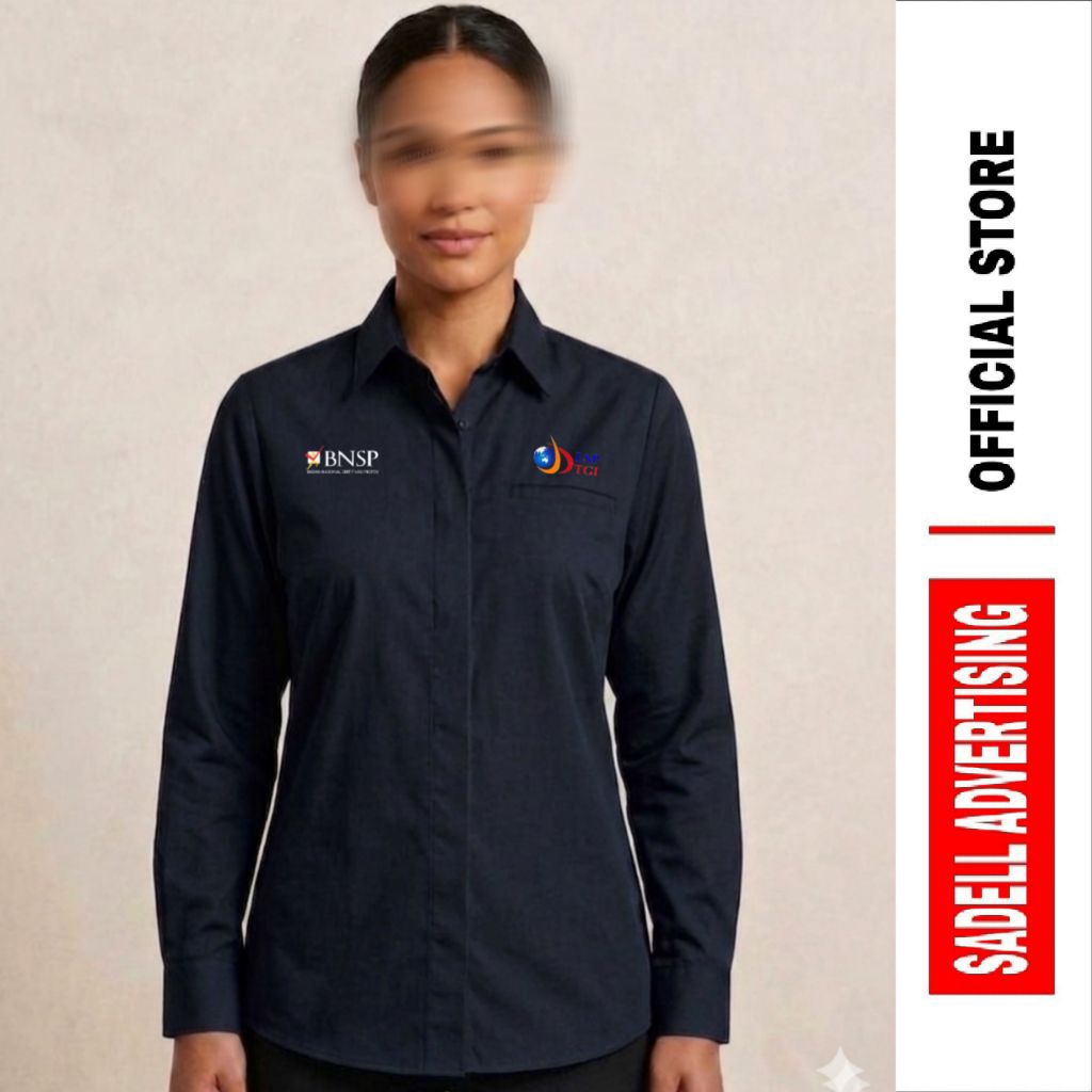 Kemeja LSP TGI BNSP Lengan Panjang / Baju Kerja LSP TGI BNSP / Seragam LSP TGI BNSP Drill Wanita Bor