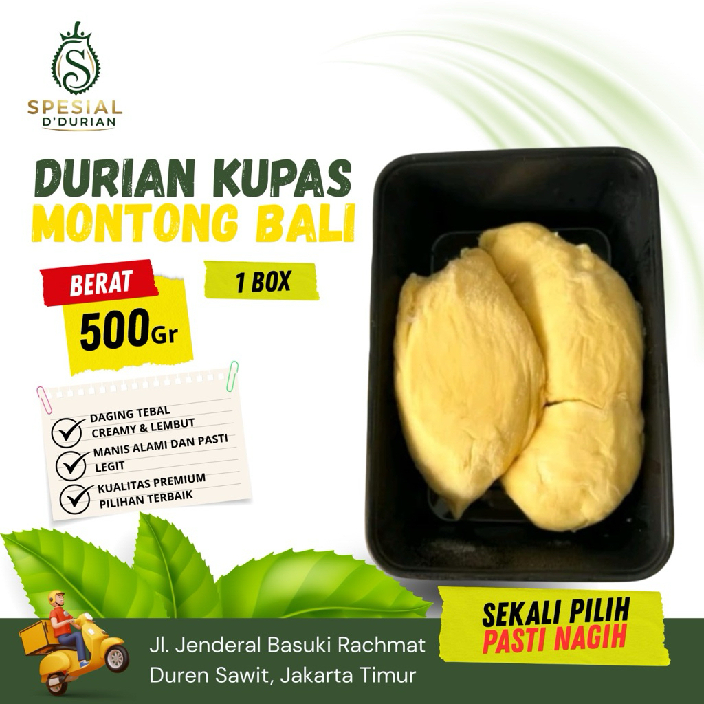 DURIAN KUPAS MONTONG BALI / DURIAN MONTONG BALI PREMIUM / MONTONG ASLI BALI 500gr