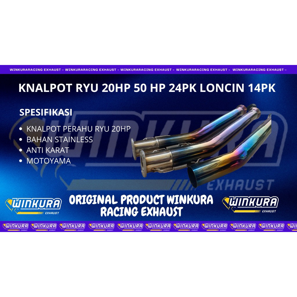 KNALPOT RYU 20HP 50 HP 24PK LONCIN 14PK UASUKA 259 239 6PK YASUKA MOTOYAMA MZ LONCIN ALKON DIESELRY 