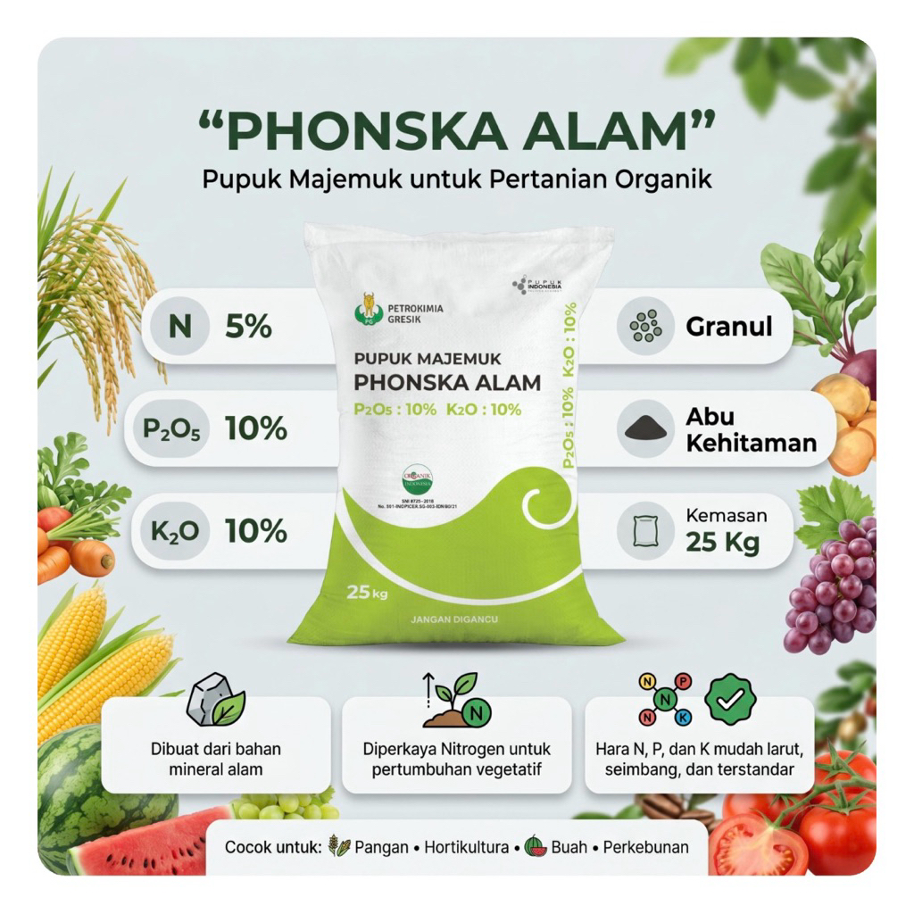 PUPUK MAJEMUK ORGANIK | PHONSKA ALAM | Petrokimia Gresik | Pupuk Majemuk Berkebun | Pupuk Urban Farm